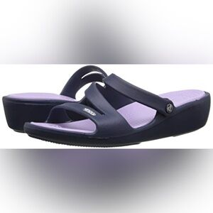 Crocs Women's Navy Blue Patricia Wedge Sandals Size 9